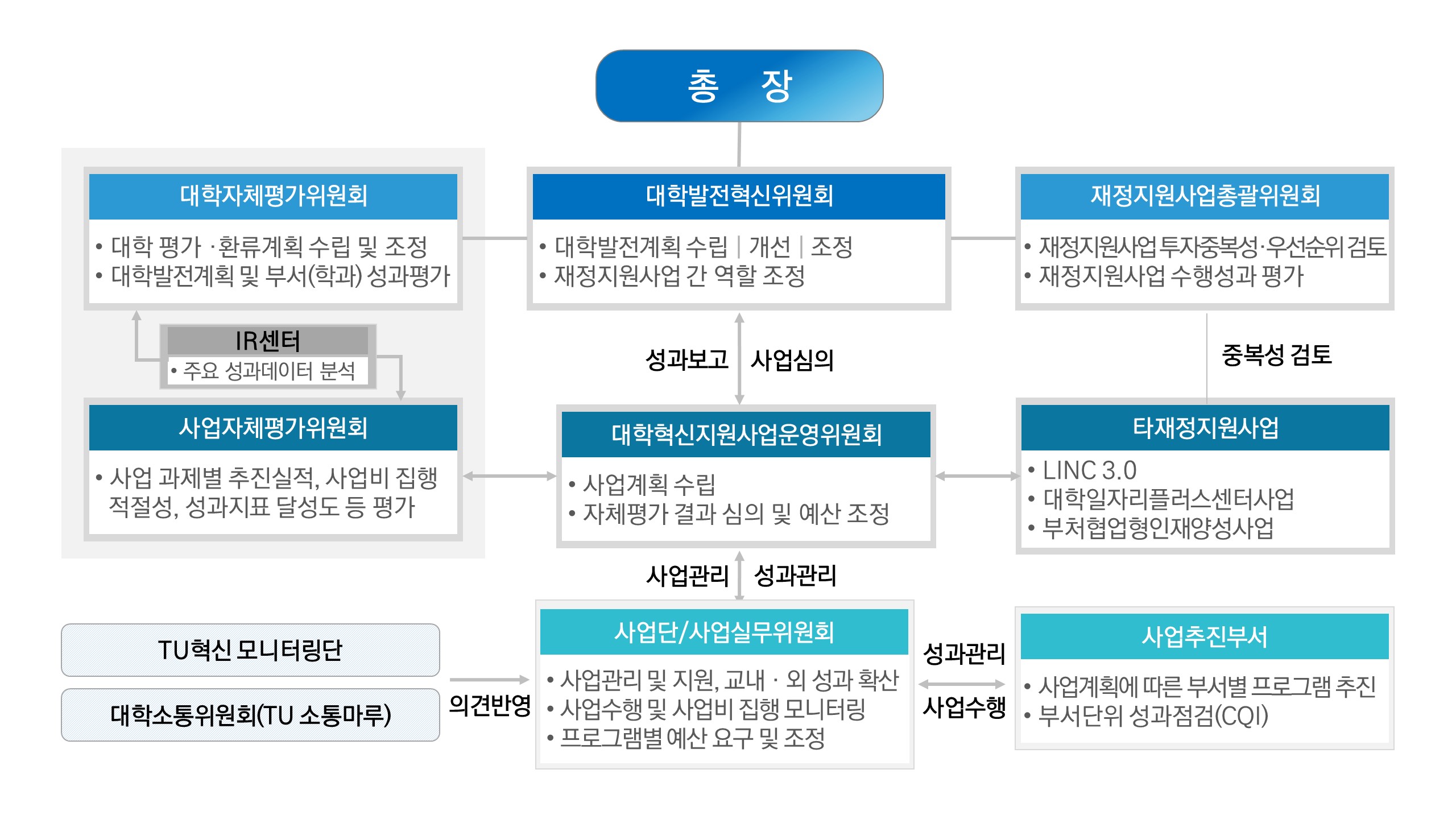 대학혁신지원사업단 조직도